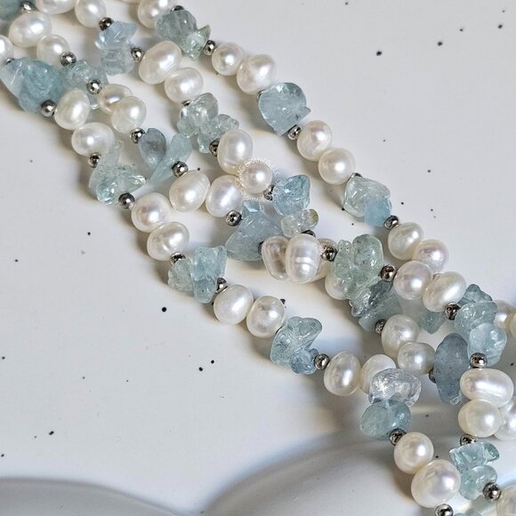 Genuine Aquamarine and Pearl Combo - Picture 4 of 4